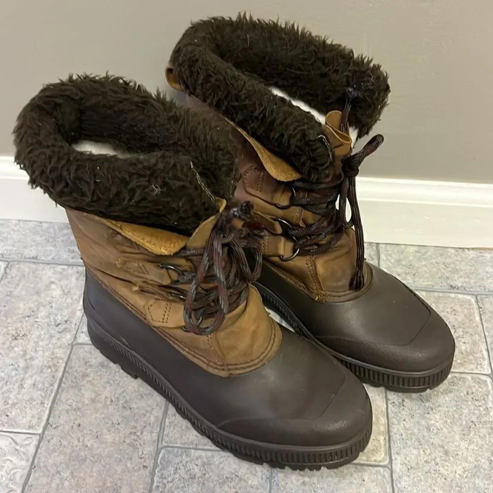 Sorel Badger Brown Women’s Insulated Winter Toe-Up Boots with Faux Fur- Size 7
